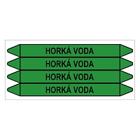 Značení potrubí, horká voda,4 ks, 250 × 26 mm